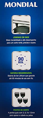 Aparador de Pelos Super Groom 06, Mondial, Preto/Verde, 6W, Bivolt