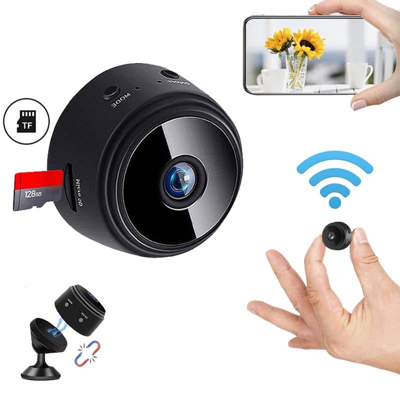 Mini Câmera de Segurança Wifi Full HD 1080p Sem Fio com Visão Noturna, Câmera Babá, Gravação por Movimento e Tamanho Ultra Compacto