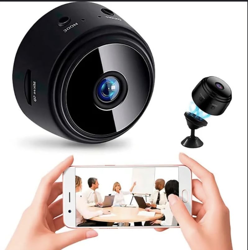 Mini Câmera de Segurança Wifi Full HD 1080p Sem Fio com Visão Noturna, Câmera Babá, Gravação por Movimento e Tamanho Ultra Compacto