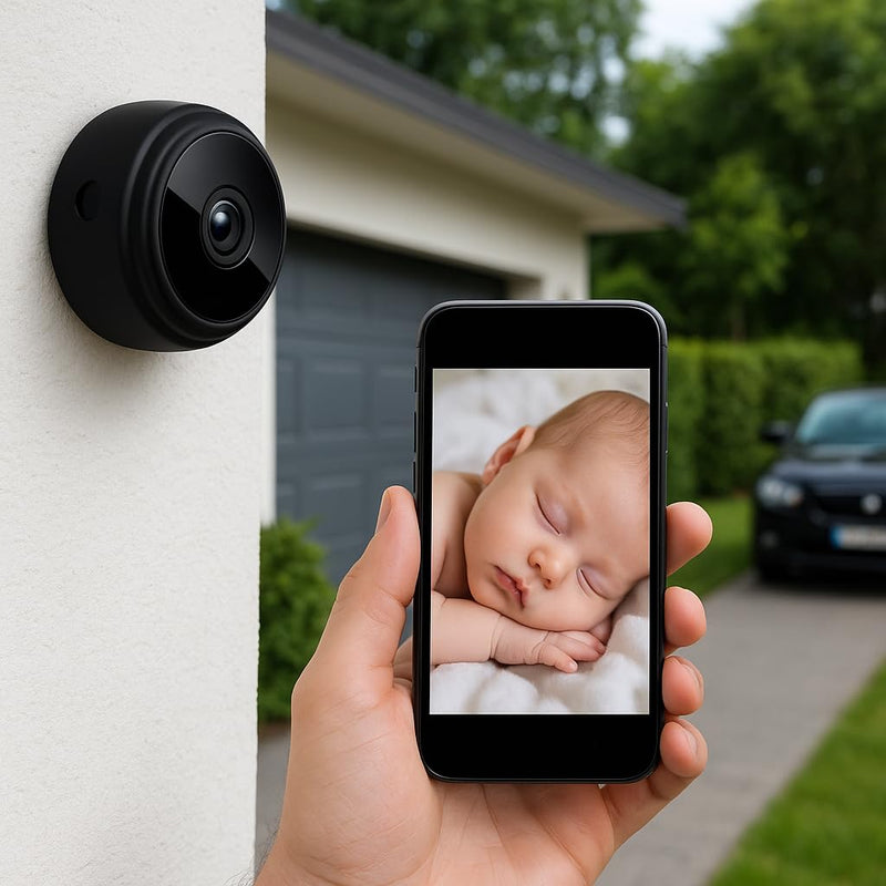 Mini Câmera de Segurança Wifi Full HD 1080p Sem Fio com Visão Noturna, Câmera Babá, Gravação por Movimento e Tamanho Ultra Compacto