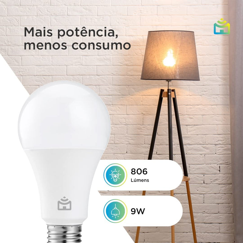 Smart Lâmpada Wi-Fi Positivo Casa Inteligente, Iluminação Branca (Quente e Fria) e RGB (Até 16 Milhões de Cores), 9W