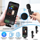 Kit Microfone de Lapela Profissional Sem Fio Altamente Sensivel Com 2 Entradas Almplamente Compativeis (Tipo C e IOS) Podcast, Youtubers, Influencer e TikTok Com Redução de Ruidos
