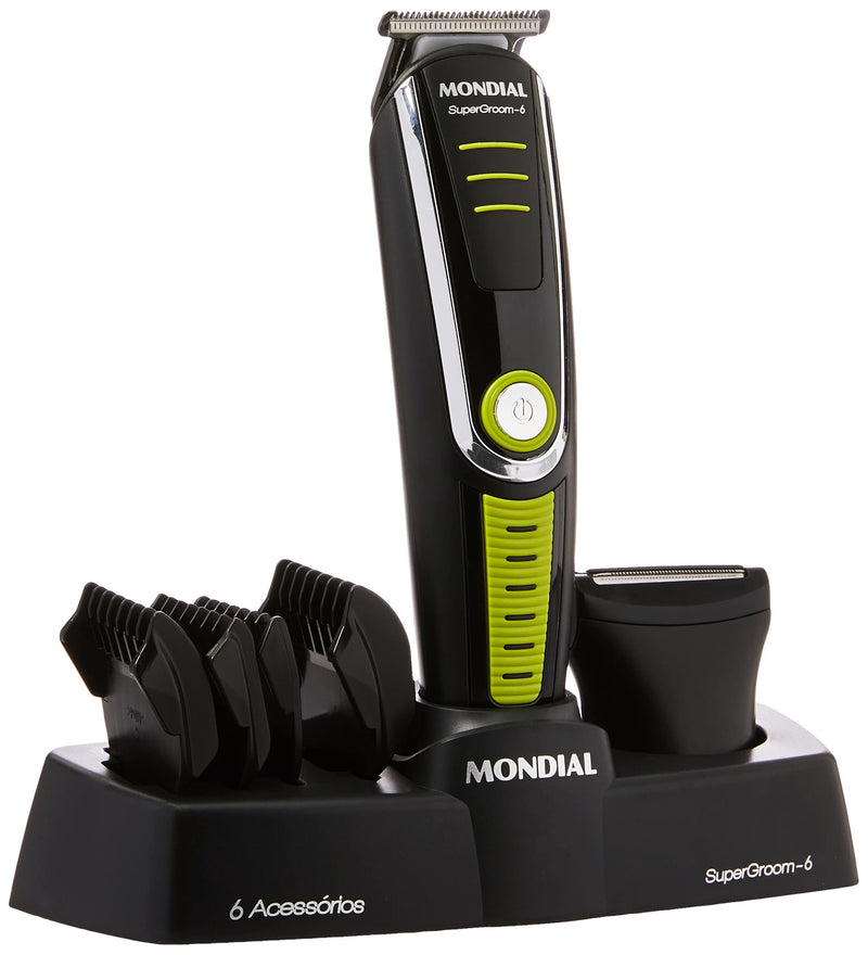 Aparador de Pelos Super Groom 06, Mondial, Preto/Verde, 6W, Bivolt