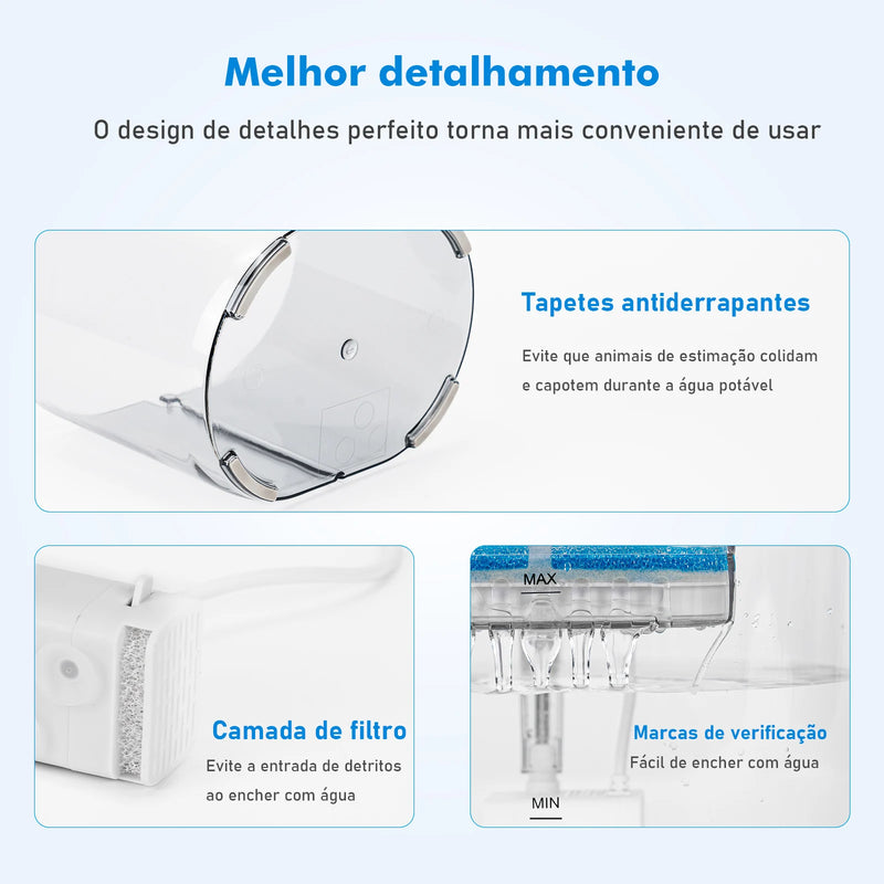 Bebedouro para seu pet, filtro automático, dispenser silencioso