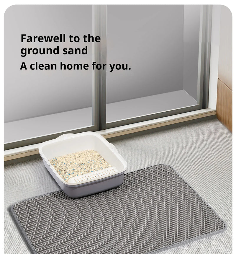 Tapete de areia para gatos, à prova d'água, camada dupla.